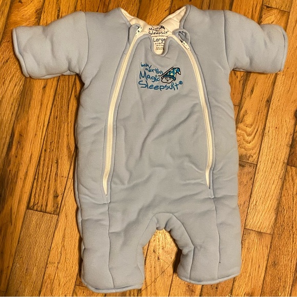 Baby Merlin Magic Sleepsuit Blue Large 6-9 mo Swaddle Transition Microfleece - Picture 1 of 3